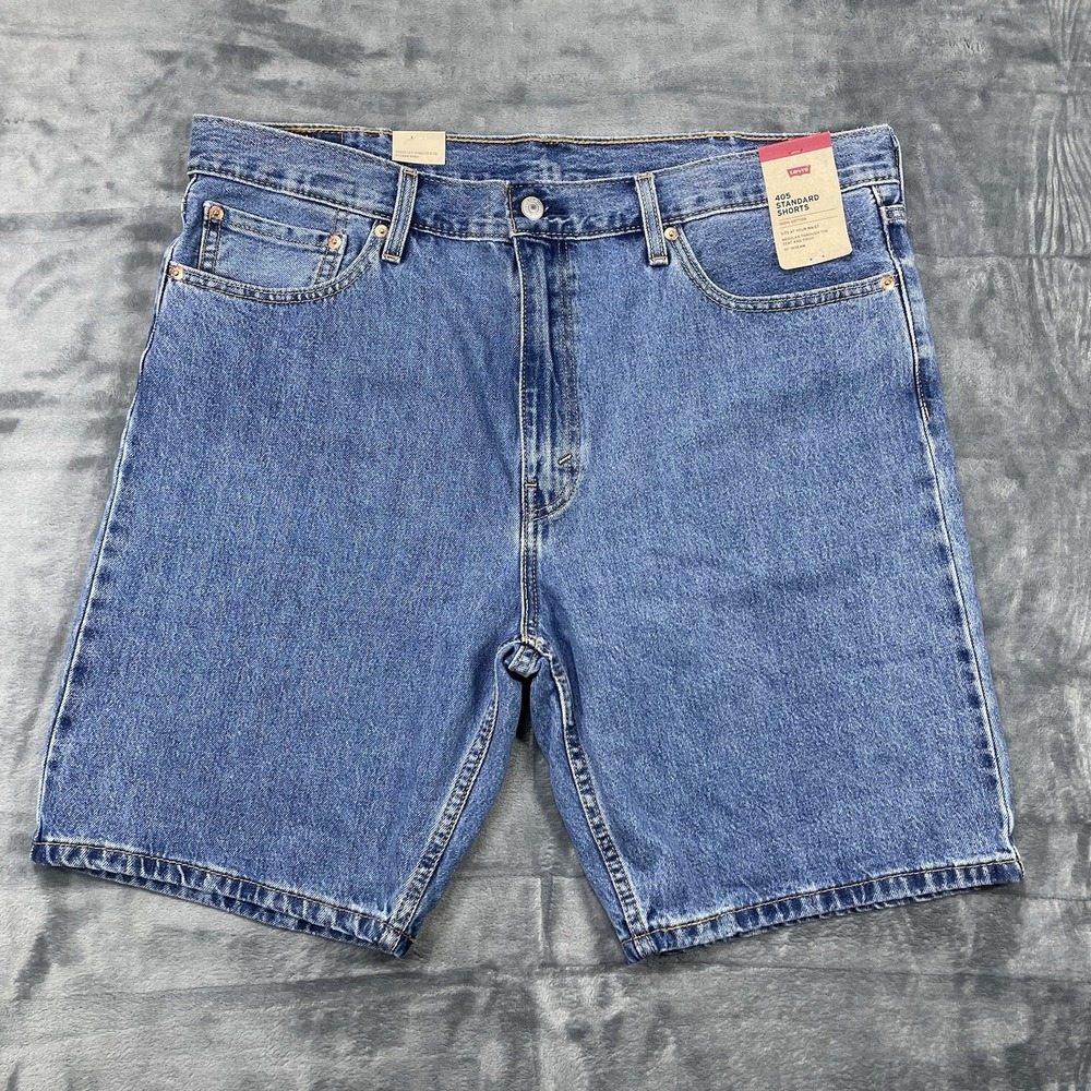 Levis 405 Shorts Mens 40 Medium Wash Blue Jean 5 Pocket Relaxed Fit Knee Length